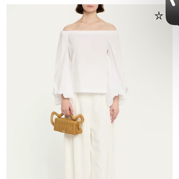 cult gaia Tan Woven Rattan Mini Bag with Sculptural Wavy Handles - Picture 4 of 7